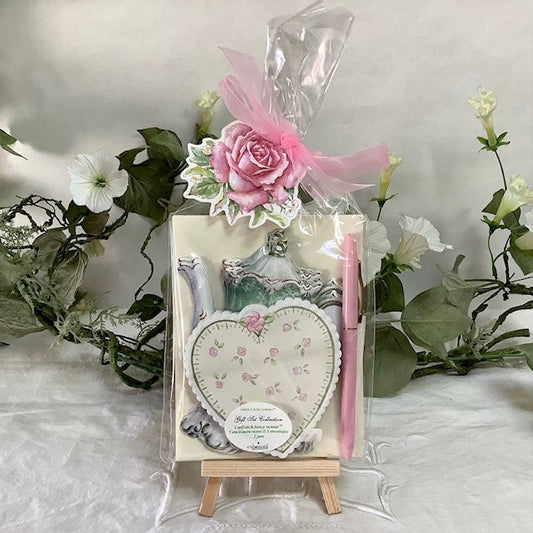 Cartes enveloppes bloc notes vintage royal garden théière cœur