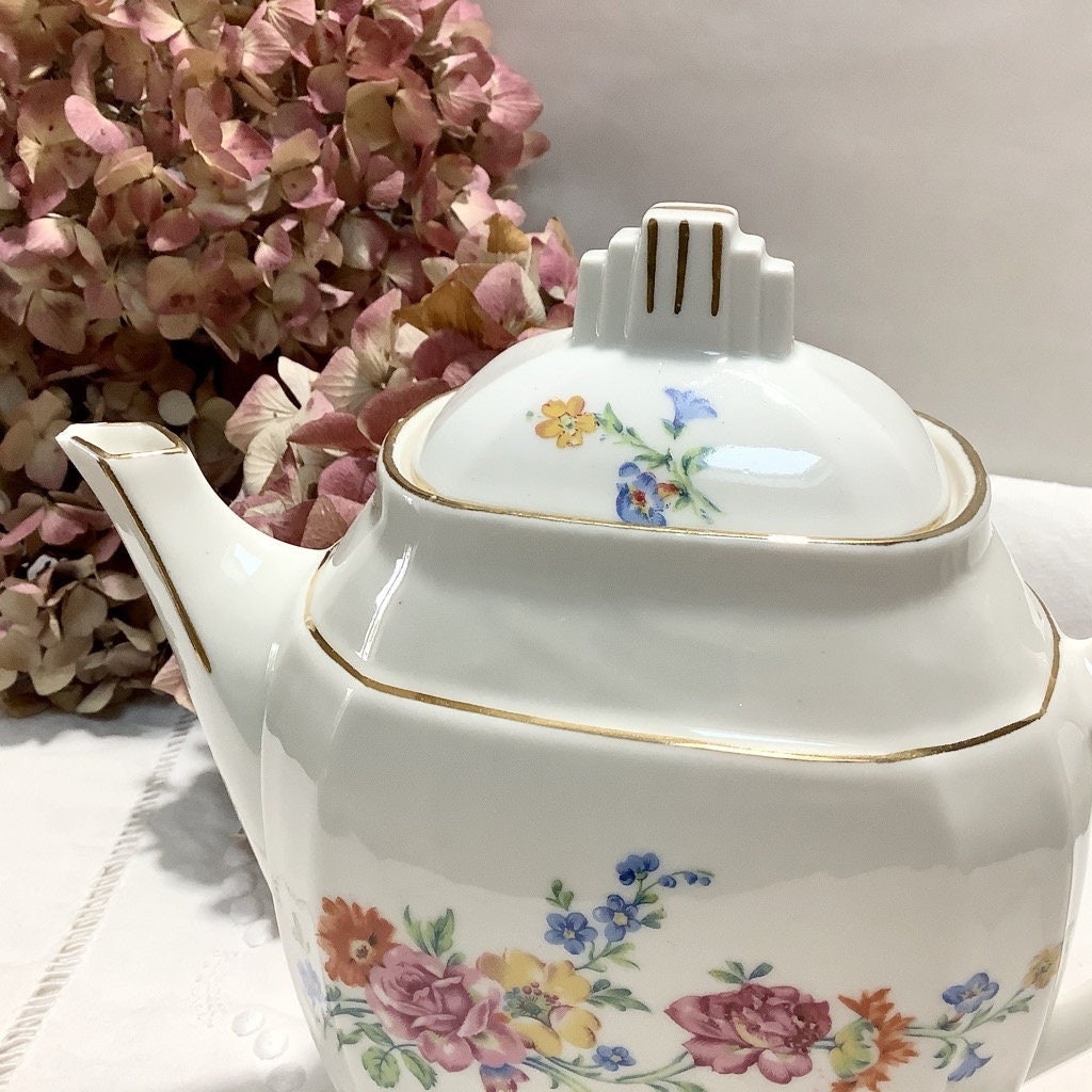 Cafetière théière pot à lait verseuse porcelaine fleurs M&S vintage