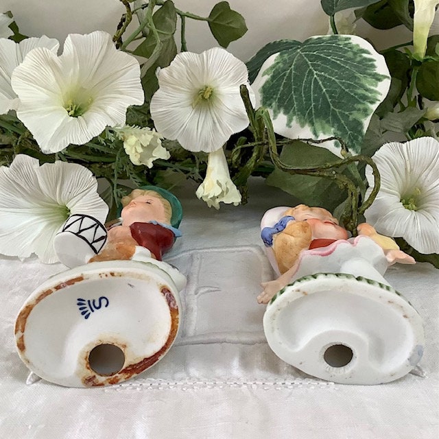 Figurine petit couple enfants porcelaine ht 12 cm vintage