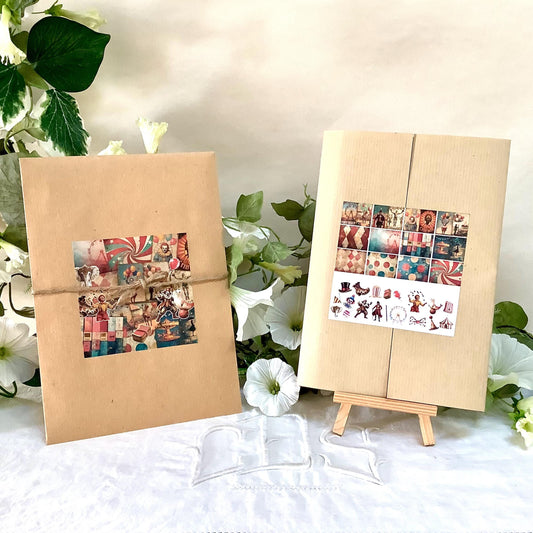 Images cirque 12 feuilles A5 vintage + 38 autocollants