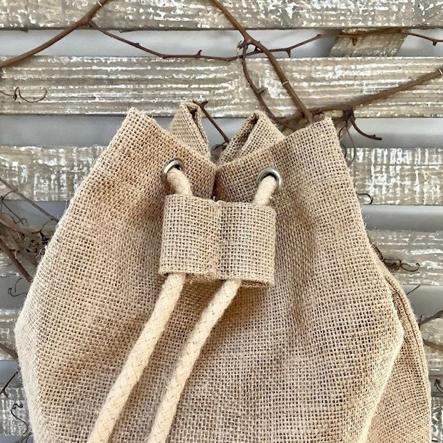 Sac de plage imperméable toile de jute beige framboise ht 40 cm
