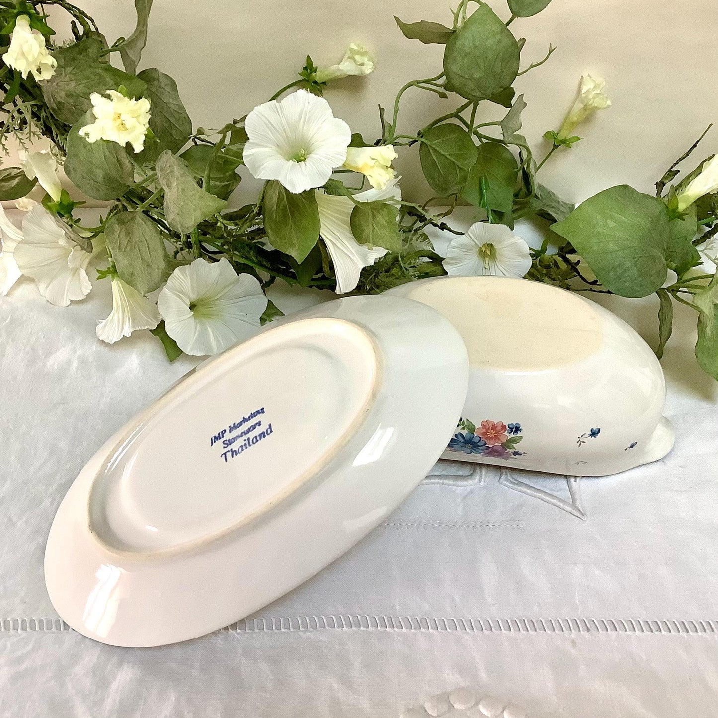 Saucière provincial bouquet grès  émaillé vintage 80