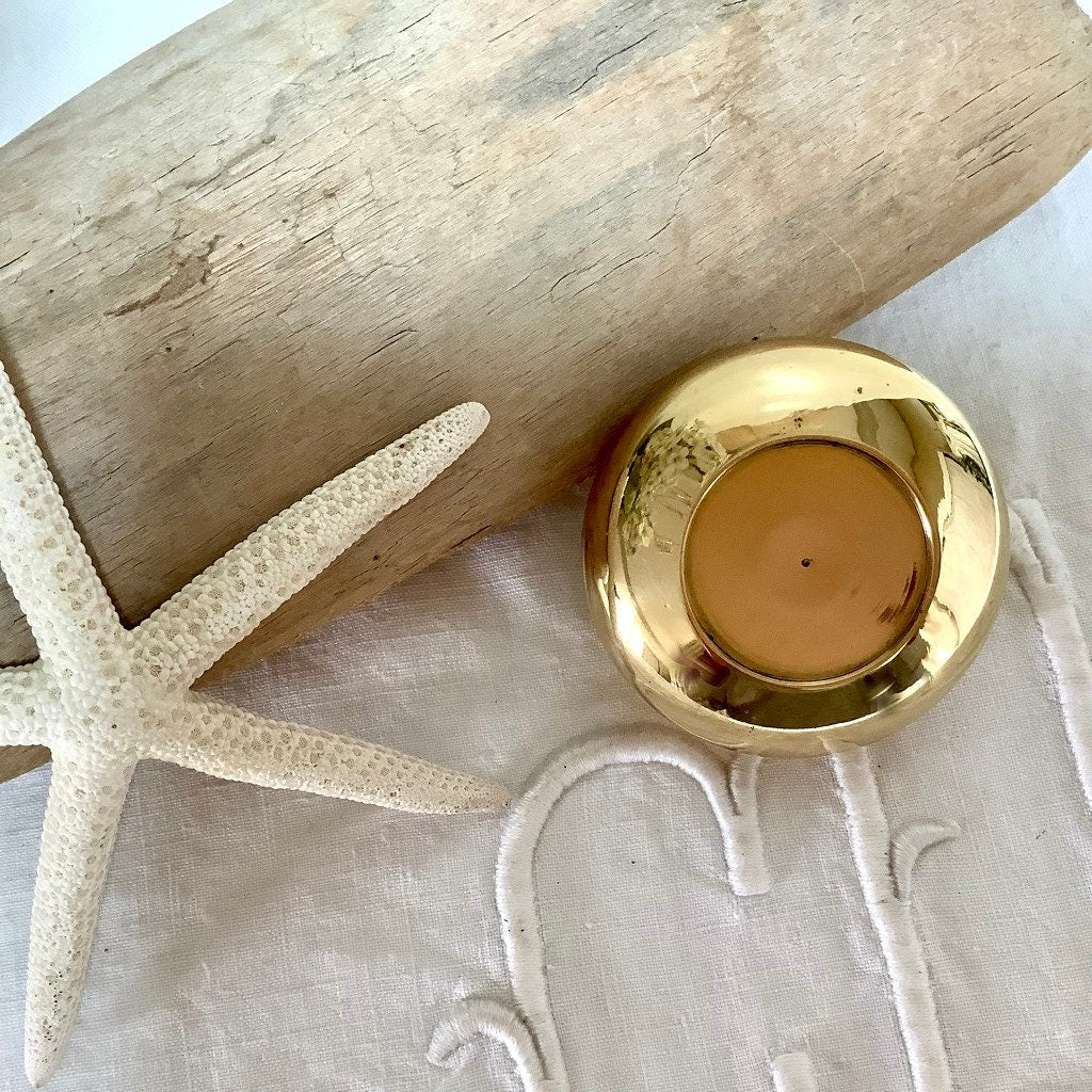 Cendrier de poche laiton  décoration marine diamètre 5.5 cm