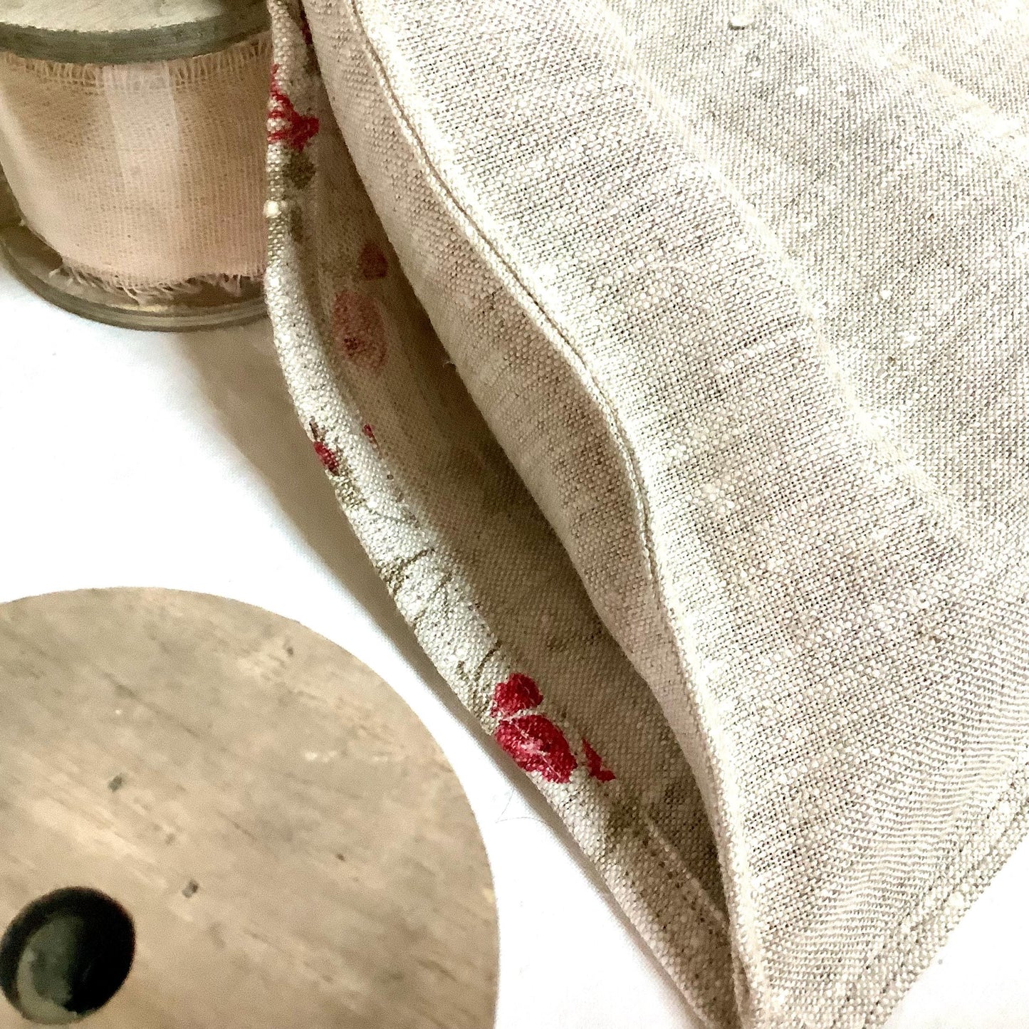 Bouillotte sèche coussin noyaux de cerises lin petites roses