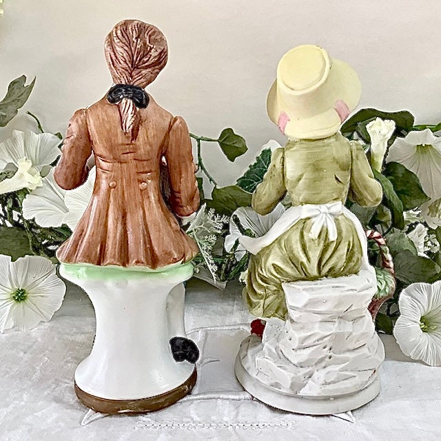 Figurines porcelaine couple fille garçon ht 18 cm vintage