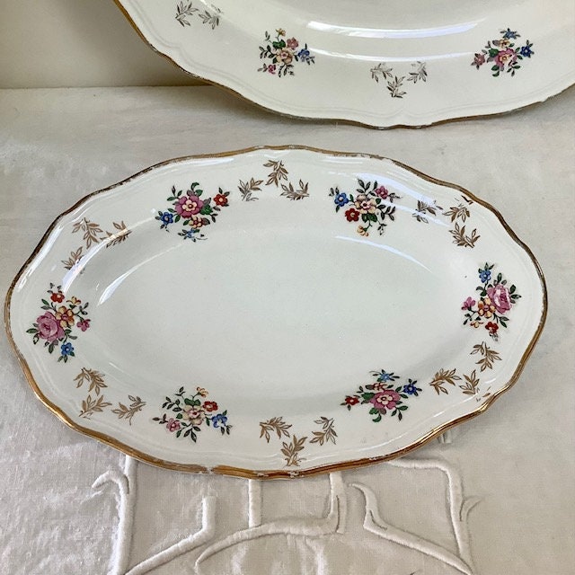 Plat de service ovale et ravier  faïence vintage l’amandinoise