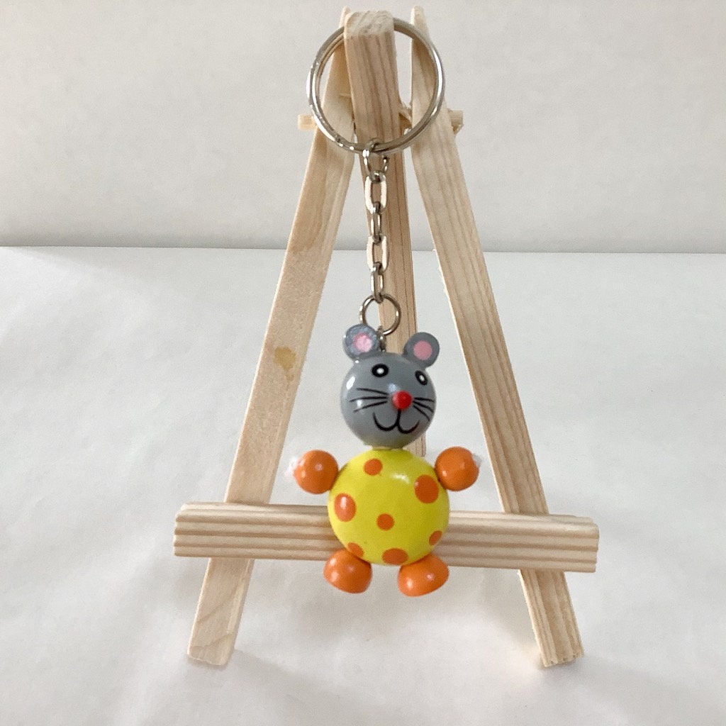 Porte clé bois enfant souris