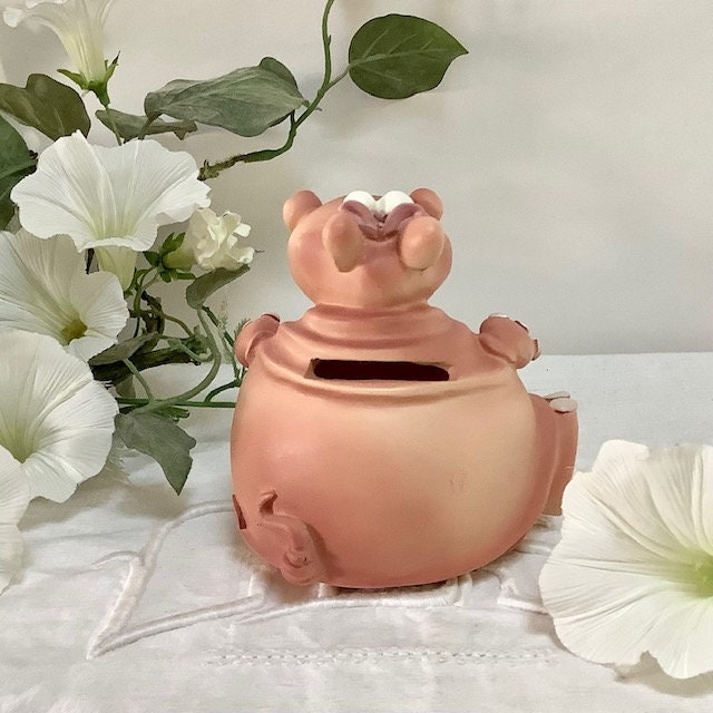 Tirelire hippopotame résine collection Paolo Chiari  ht 9.5 cm vintage