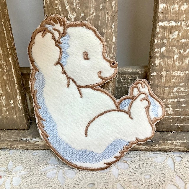 Écussons à coudre hérisson lapin éléphant bleu vintage