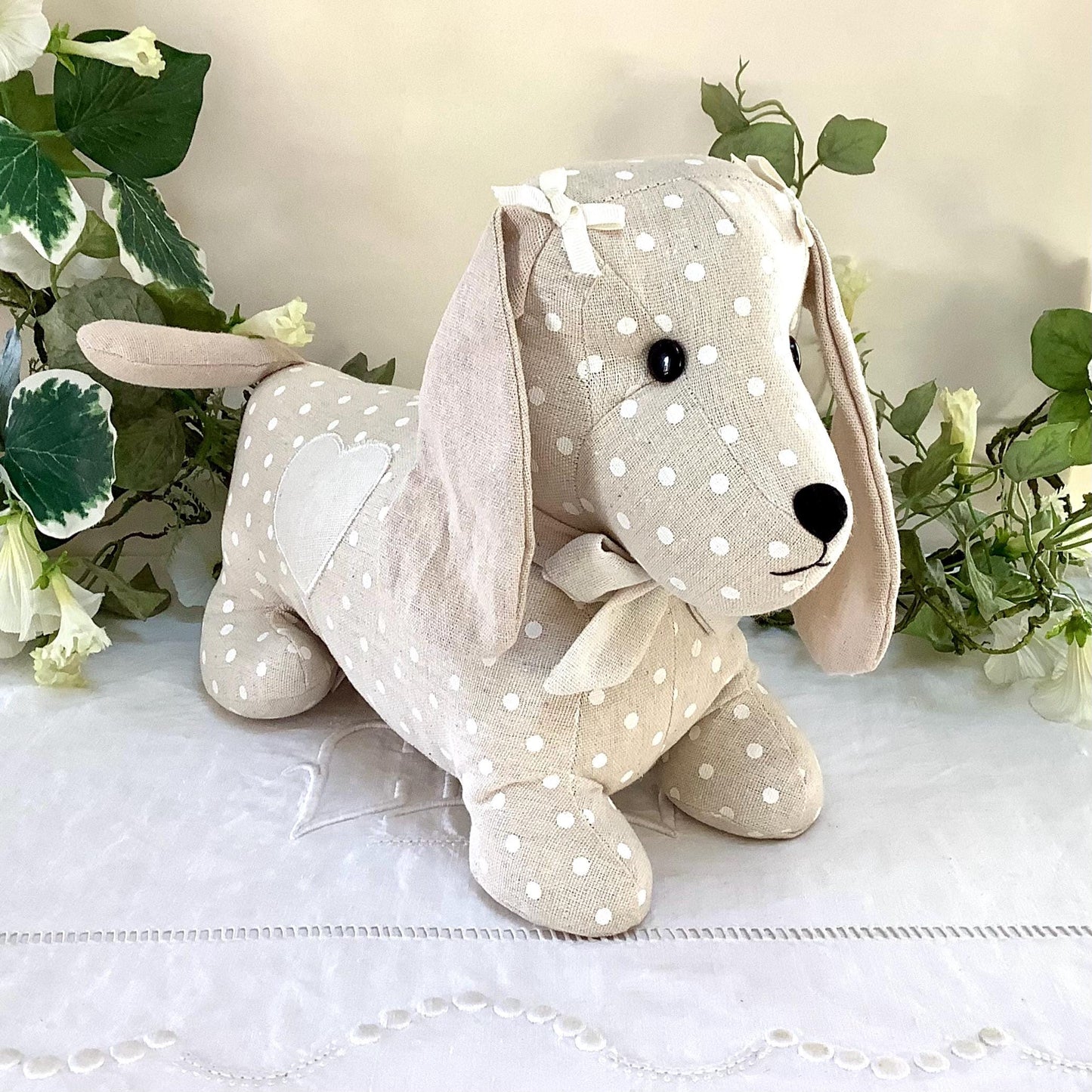 Cale porte arrêt de porte chien lin beige la galleria longueur 35 cm