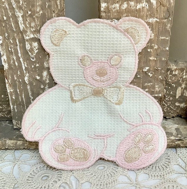 Écussons à coudre oursons rose et mauve vintage