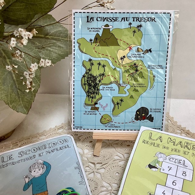 Jeux scoubidou marelle chasse au trésor vintage