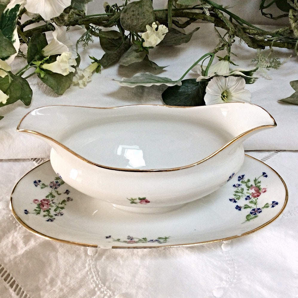 Saucière porcelaine fleurs vintage