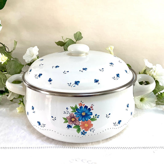 Cocotte émaillée faitout provincial bouquet vintage 80 modèle C
