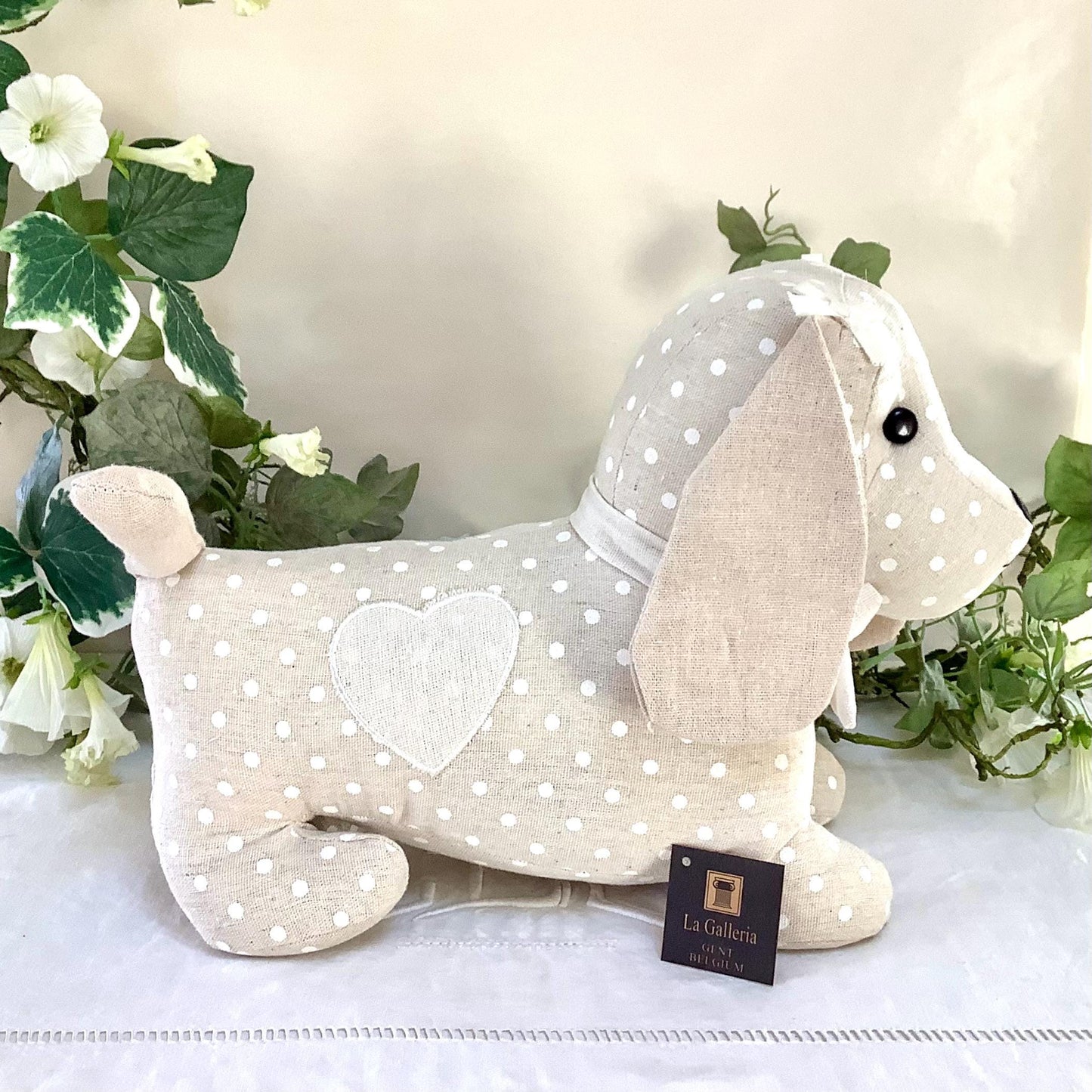 Cale porte arrêt de porte chien lin beige la galleria longueur 35 cm
