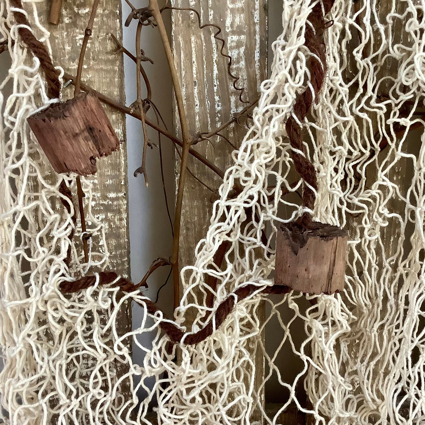 Filet de pêche écru décoration marine 170 cm x 170 cm