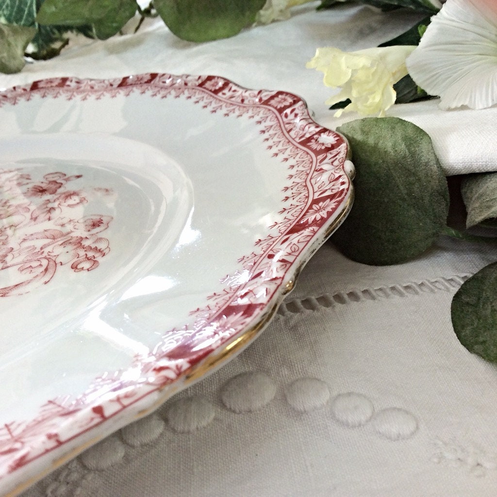 Plat à tarte gâteau porcelaine Seltmann Weiden Bavaria Theresia liseré doré 27 cm, vintage Limoges