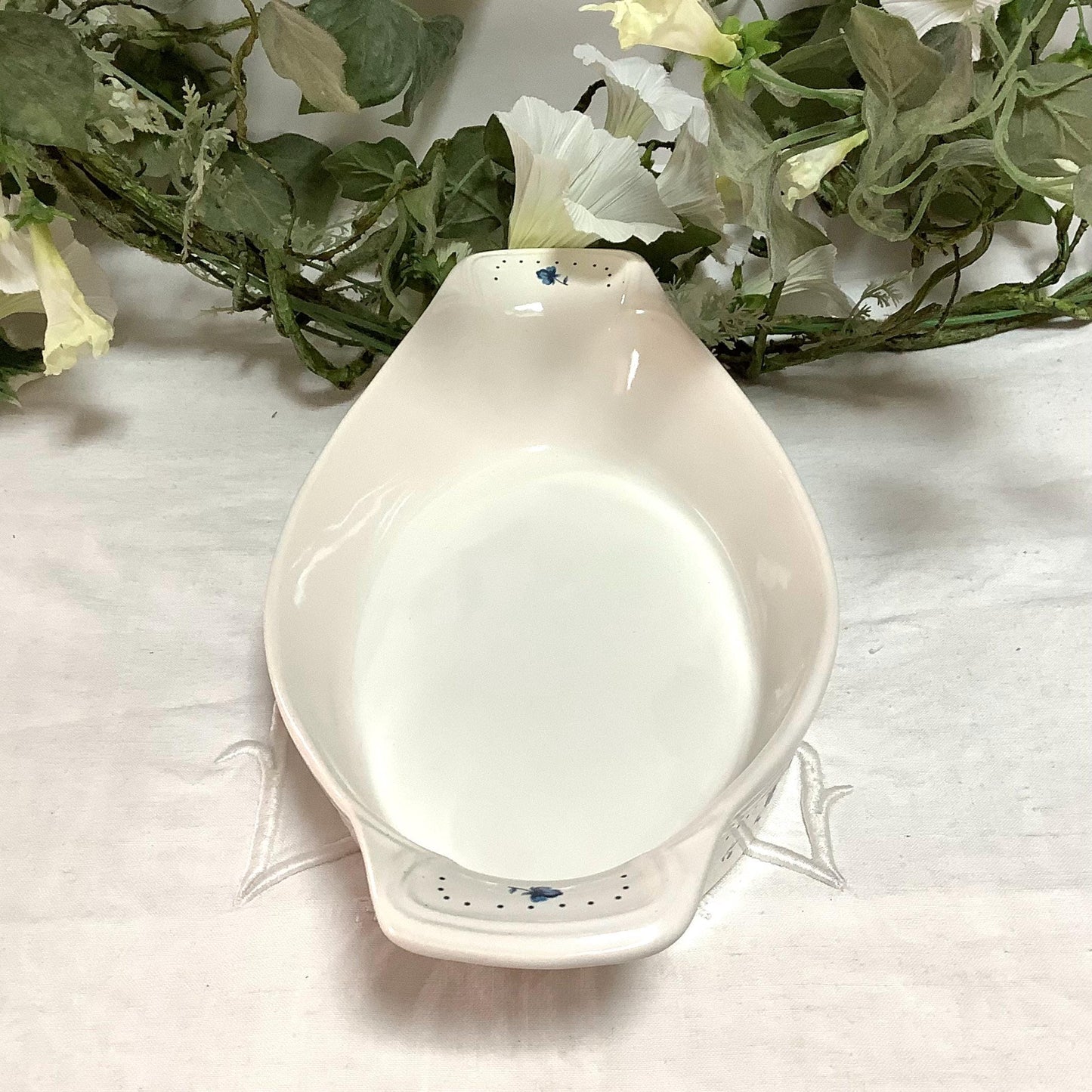 Plat à gratin  provincial bouquet grès  émaillé vintage 80