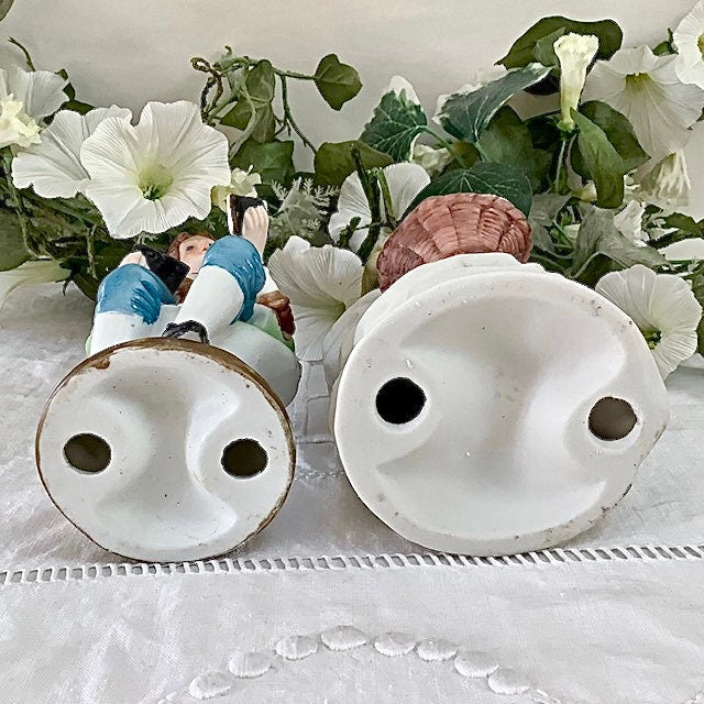 Figurines porcelaine couple fille garçon ht 18 cm vintage