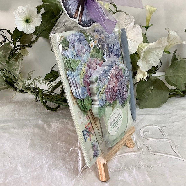 Cartes enveloppes bloc notes vintage royal garden hortensia