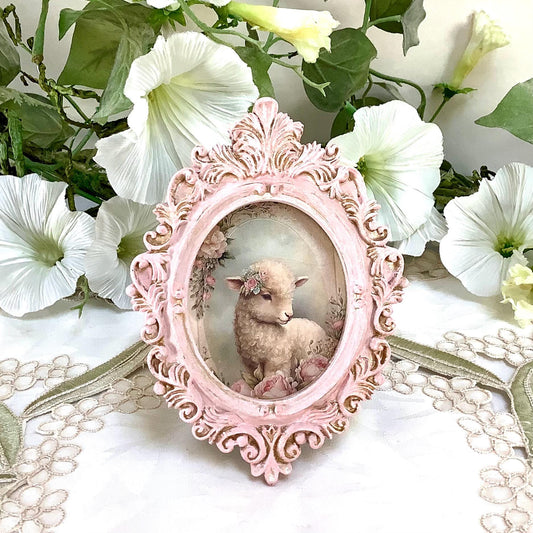 Cadre miniature baroque patiné rose 12 cm x 9 cm modèle C