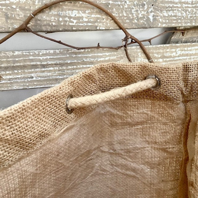 Sac de plage imperméable toile de jute beige framboise ht 40 cm