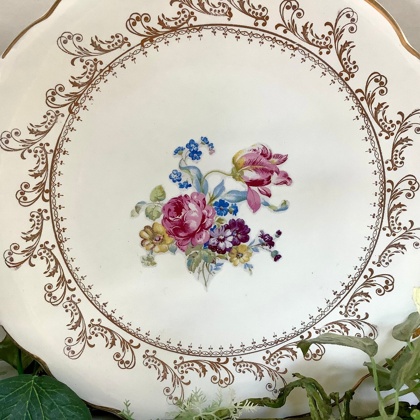 Plat à tarte gâteau Digoin et Sarreguemines arabesques vintage