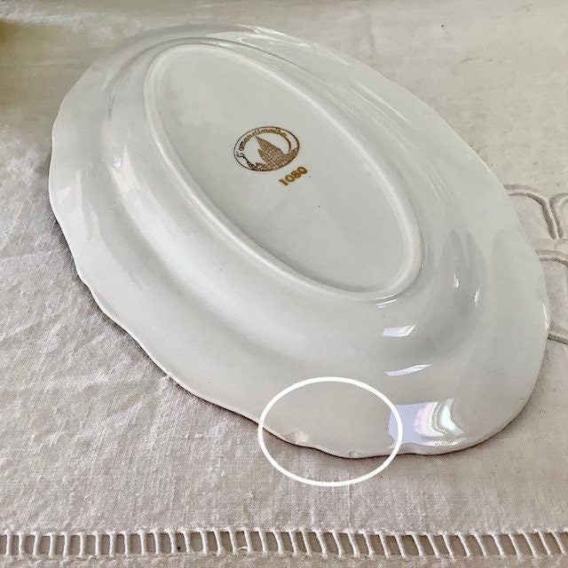 Plat de service ovale et ravier  faïence vintage l’amandinoise