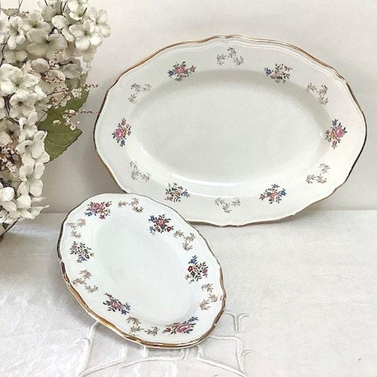 Plat de service ovale et ravier  faïence vintage l’amandinoise