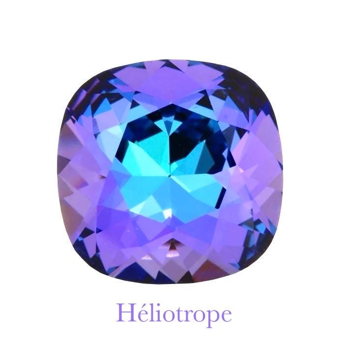 Collier coeur Héliotrope pendentif cristal Swarovski chaîne Gold Filled plaqué or 14 k