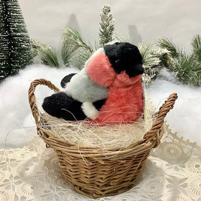 Peluche oiseau bouvreuil chant véritable