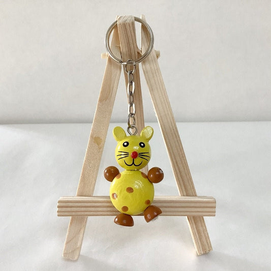 Porte clé bois enfant chat