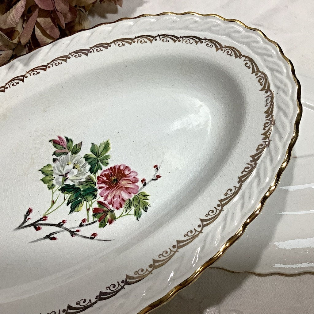 Raviers plats faïence craquelée L’amandinoise vintage