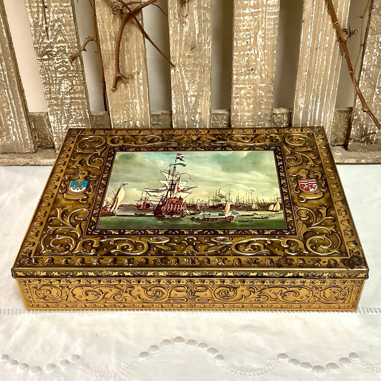 Boîte a biscuit métal van melle rotterdam  vintage