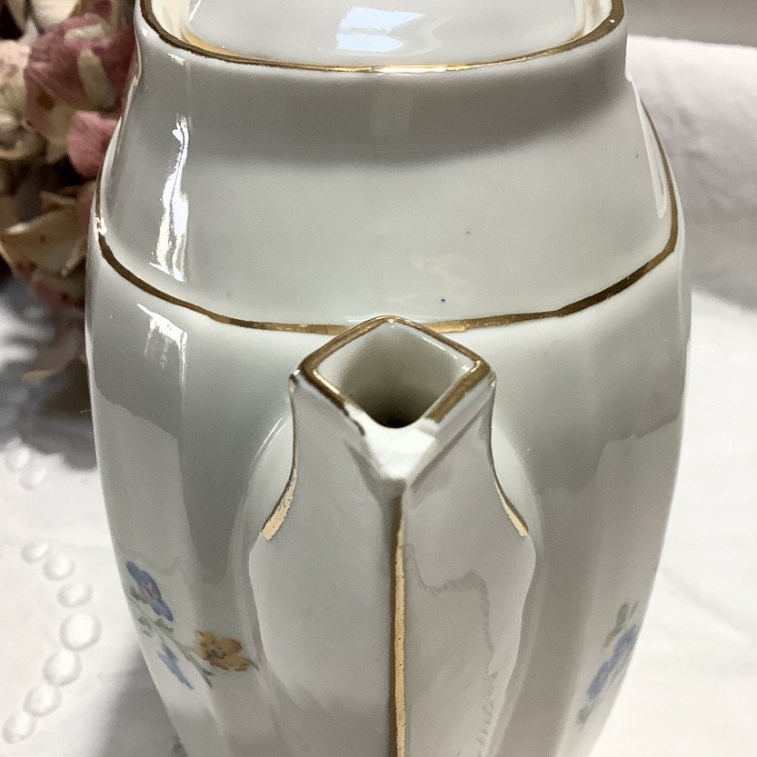 Cafetière théière pot à lait verseuse porcelaine fleurs M&S vintage