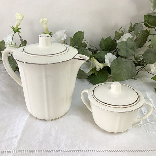 Cafetière sucrier demi porcelaine Badenviller vintage