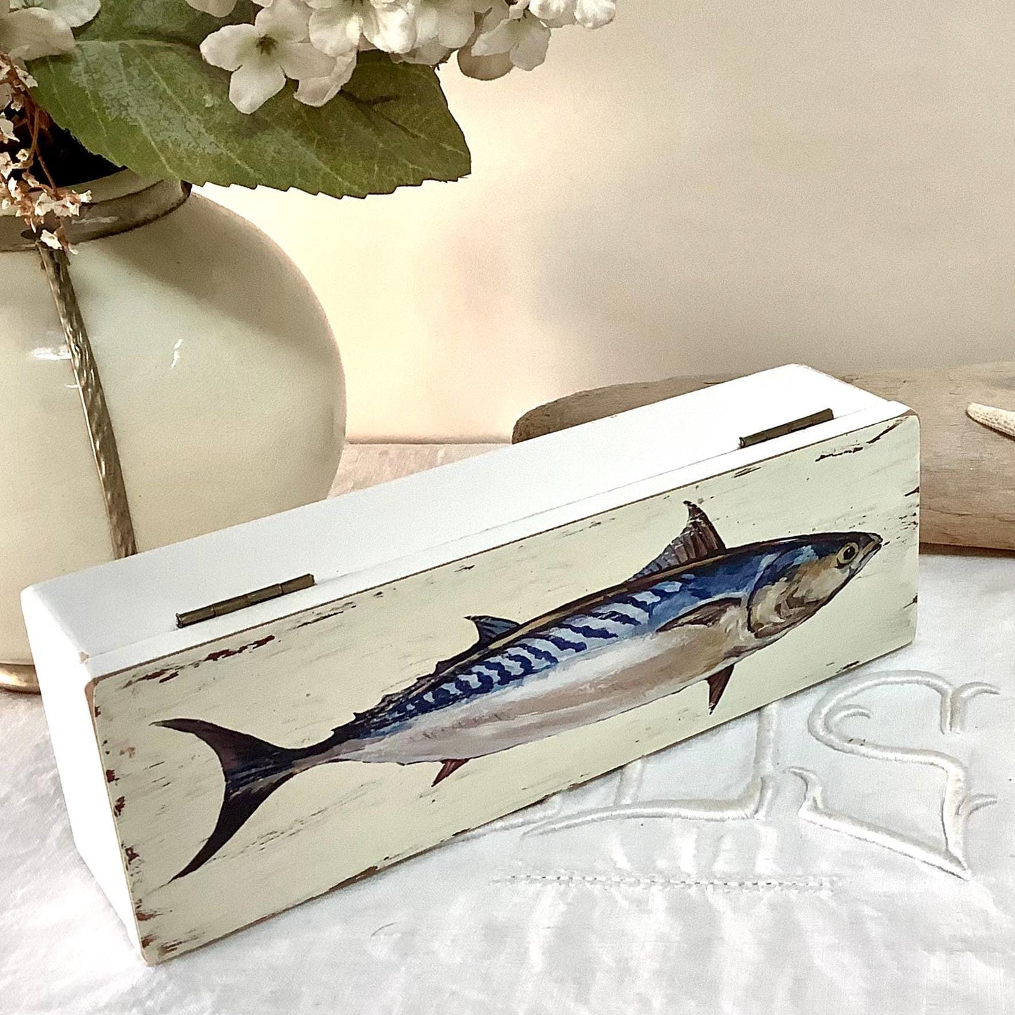 Boîte bois poisson modèle A  décoration marine  22 x 7