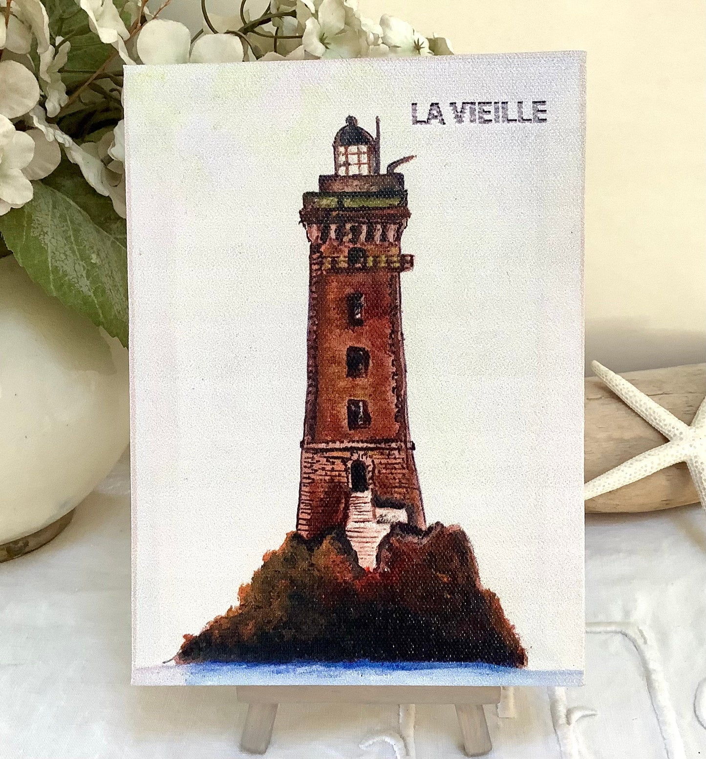 Petit tableau marin phare la vieille chevalet décoration marine 13 x 18