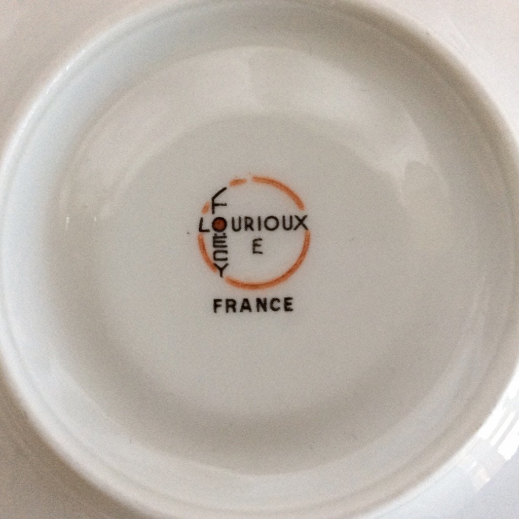 Petites assiettes porcelaine Lourioux Foecy vintage