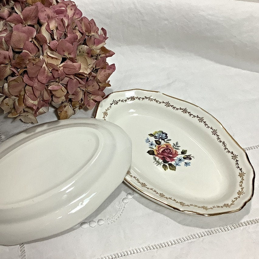 Raviers plats faïence craquelée vintage