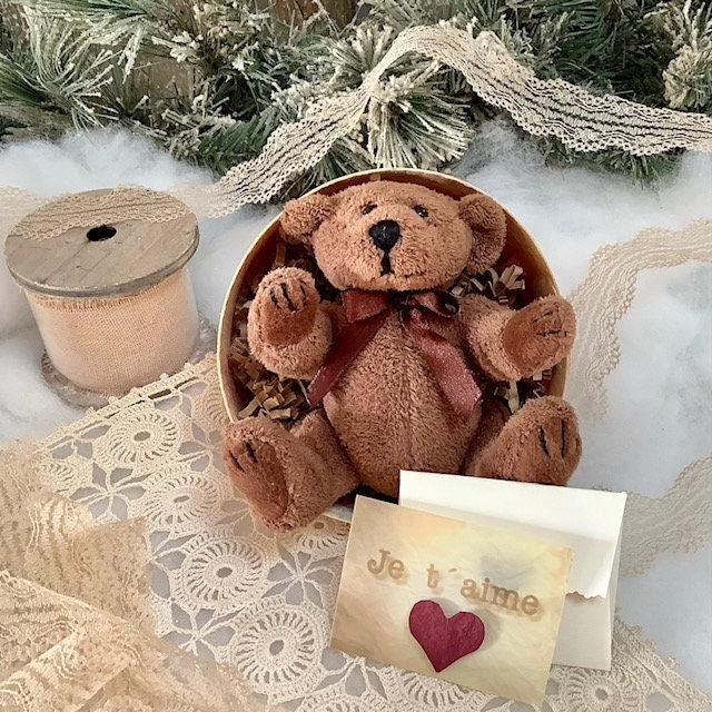 Mini ours en peluche brun ht 10 cm vintage