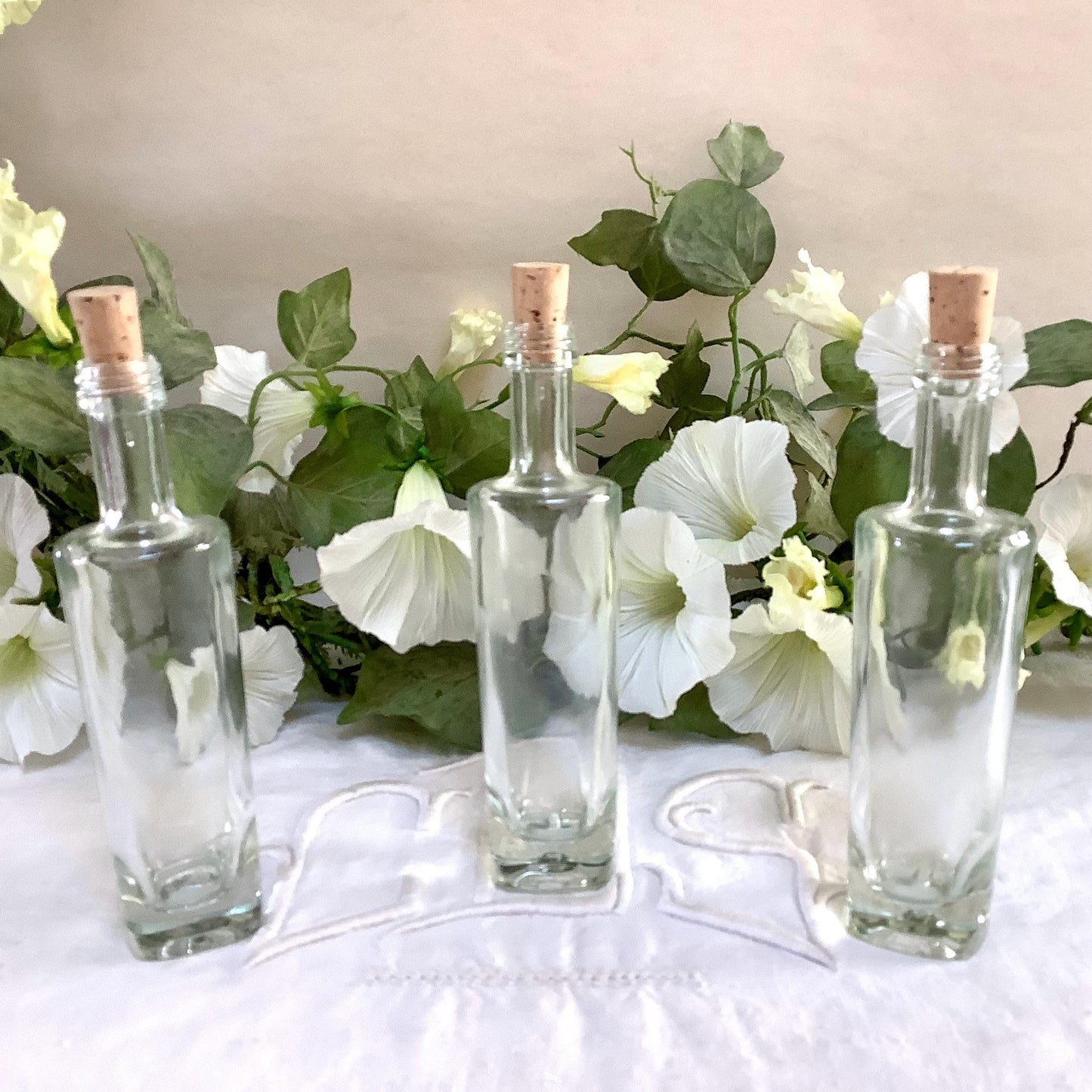 Flacons verre vintage bouchons liège x 6