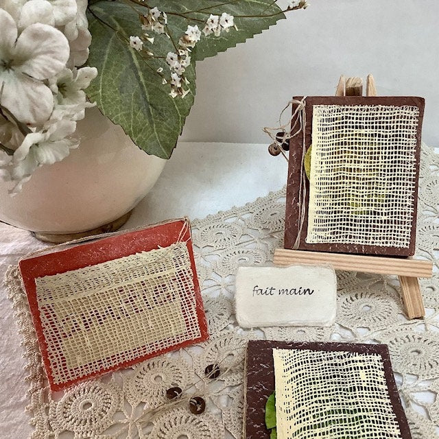 Petites cartes amitié feuille papier artisanal bruit de cadre