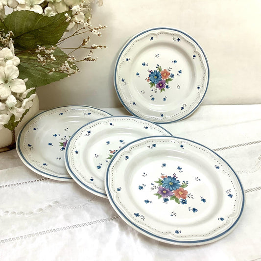 Assiettes à dessert x 4 vintage 80 provincial bouquet grès émaillé