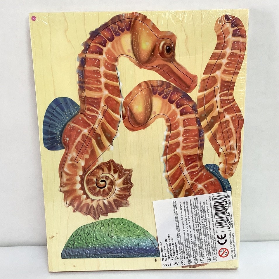 Jeu puzzle 3D bois hippocampe