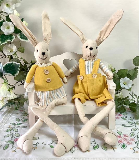 Couple lapin tissu décoration Pâques 