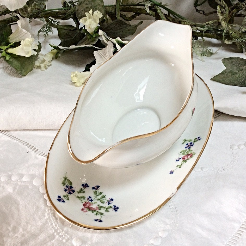 Saucière porcelaine fleurs vintage