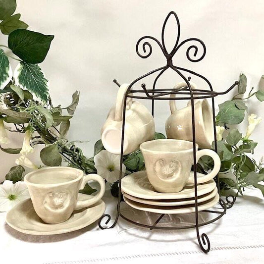 Service à café faïence beige Woods and willow vintage