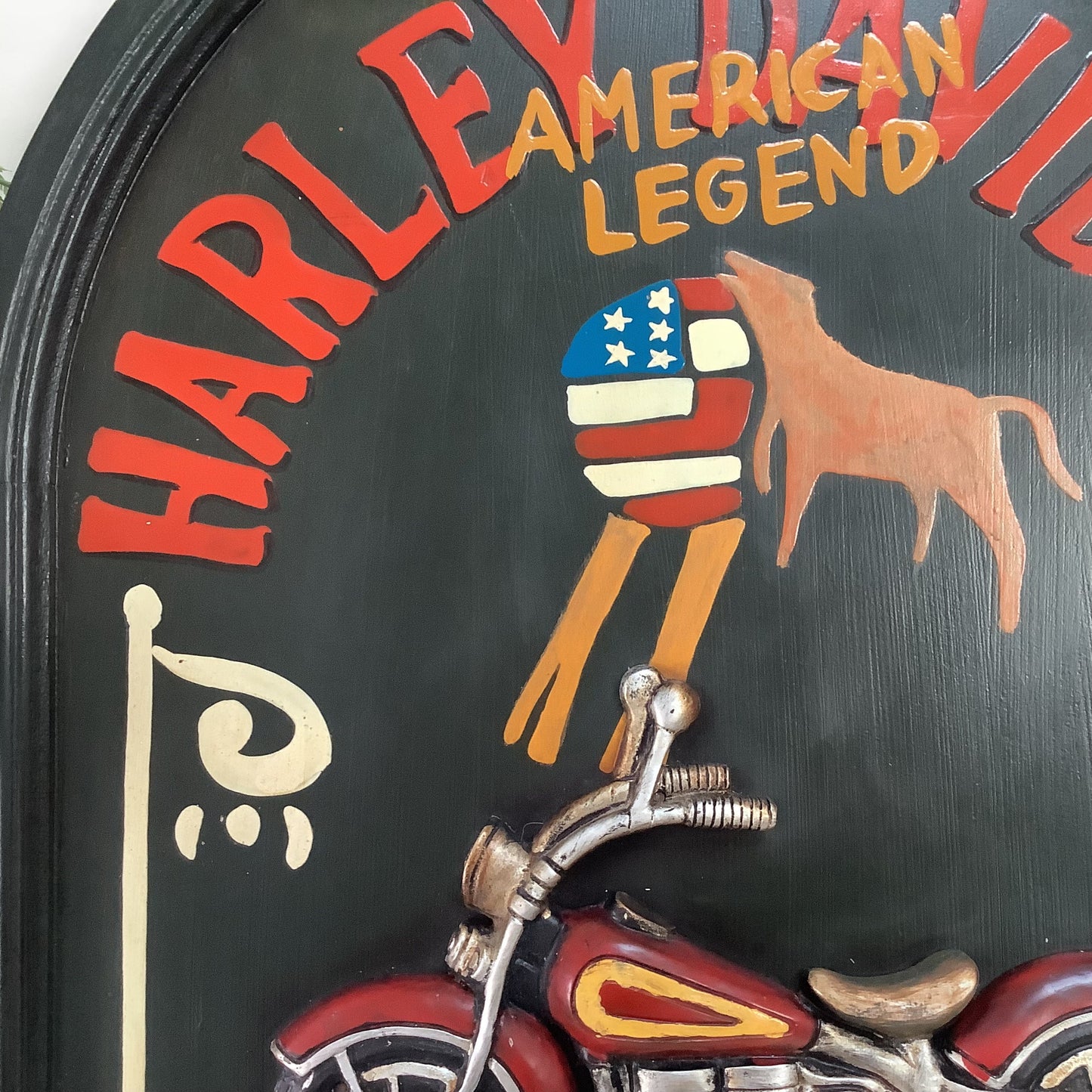 Tableau publicitaire bois harley Davidson vintage ht 60 cm