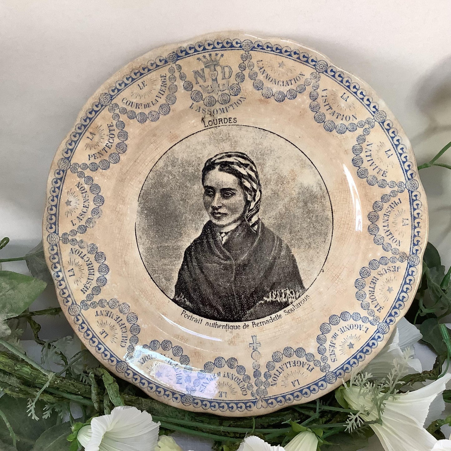 Assiettes parlantes Lourdes faïence  Digoin Sarreguemines